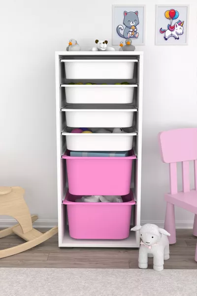 Cara 2 Große 4 Kleine Mehrzweckschränke Küche Spielzeugschrank Rosa Weiß