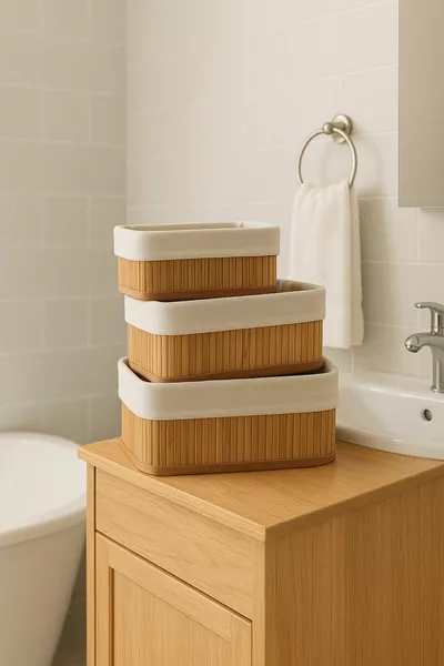 Комплект от 3 бамбукови кошници / Многофункционален комплект бамбукови кошници