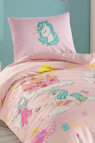 Ensemble de literie junior 1 personne Unicorn Dreams Rose