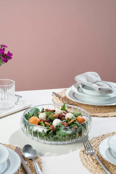 سلين كونسبت وعاء سلطة زجاجي يدوي الصنع كبير الحجم