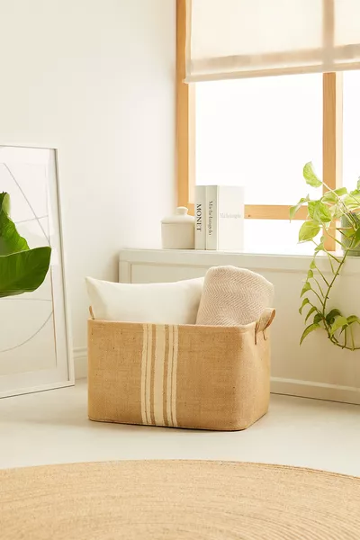 Плетена кошница за съхранение на дрехи, играчки за детска стая, сгъваема организаторска кошница 