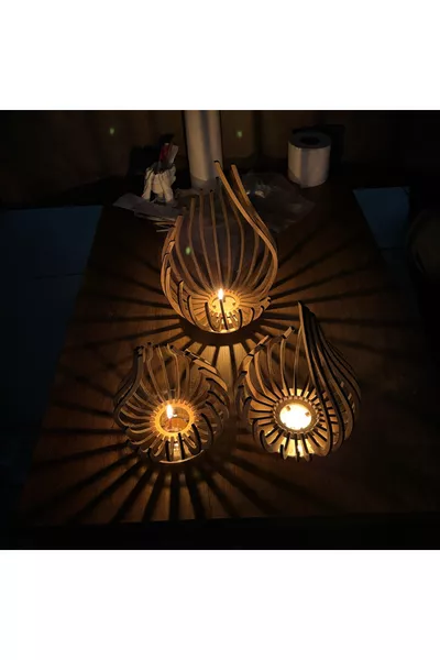 Комплект 3 свещника Damla за чаени свещи