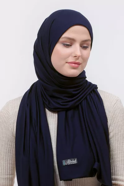 Hijab Scialle pettinato tinta unita blu navy