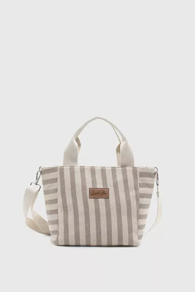 Women's Striped Mini Linen Tote Bag