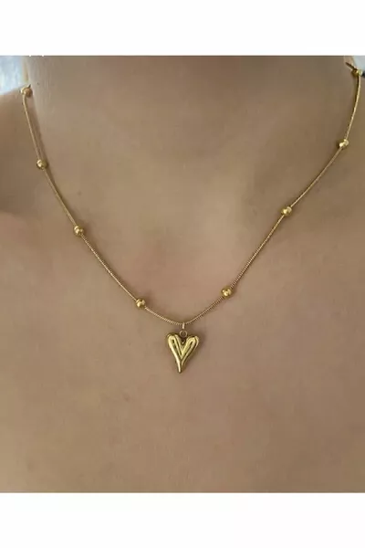 Collier en acier chaîne coeur