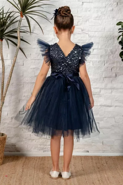 Серьги с узором Тюль Платье для девочек  темно-синий