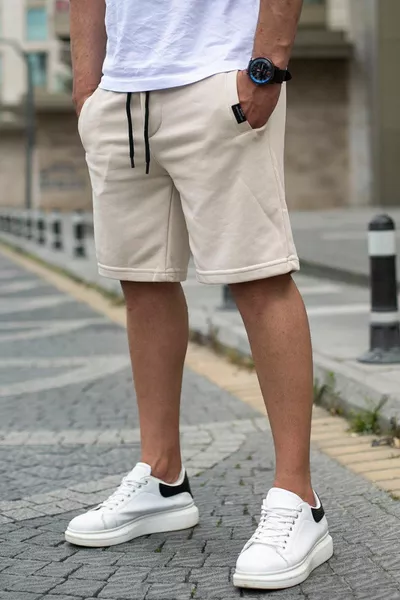 Beige Regular Fit Shorts 