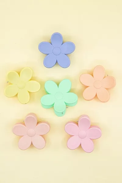 Women's 6-Piece Colorful Daisy Peg Clasp Set Soft Tones