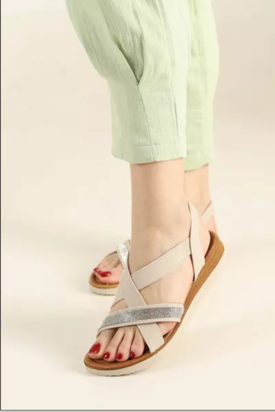 VERKNOOPTE DAMESSANDALEN MET STENEN