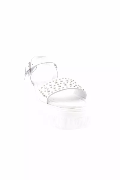  امرأة سميكة وحيد الصليب حزام الصنادل الحجر جلد طبيعي أبيض