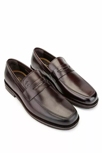 Echt lederen bruine loafer schoenen voor heren