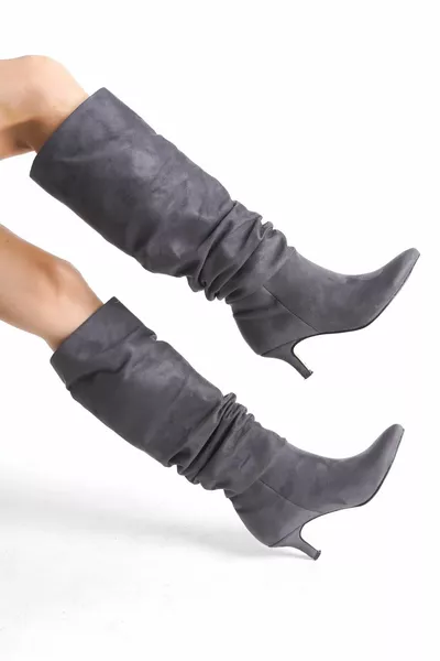 BOTTES COURTES À TALONS AIGUILLES POUR FEMMES À SOUFFLET