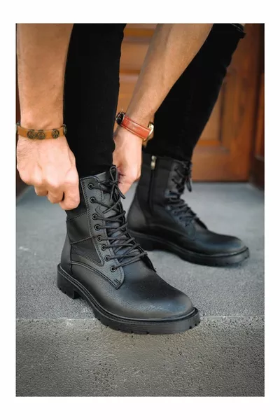  Premium Warm Lining Non Slip Sole Zipper Lace-Up Men's Boots Postal