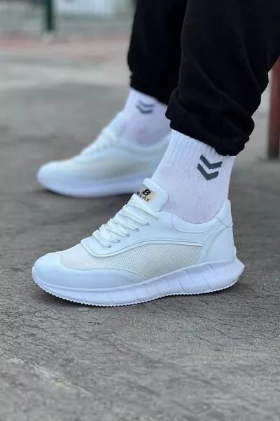  White Knit Men's Sneakers