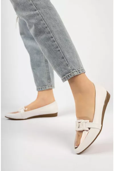 Бели прозрачни дамски балетки