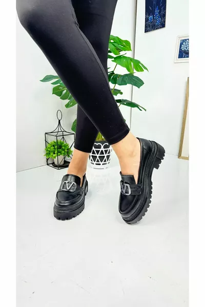 Mocassins décontractés pour femmes mocassins classiques à semelle épaisse à chaîne à bout ovale 