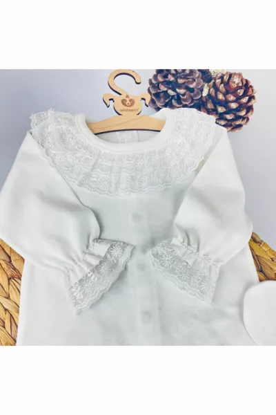Kız Bebek Dantel Detaylı Hastane Çıkışı Tulum Mevlüt Set -