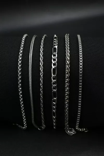 Ensemble de bracelets pour hommes de 6 pièces chaîne de couleur argentée
