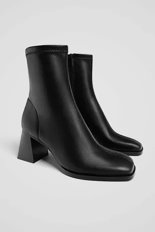 Stretch Ankle Mid-Heeled Boots