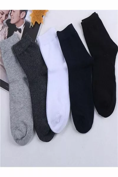 5 Pairs of Flat Sports Socket Socks Made of Black White Grey Navy Blue Smoked Colors Above the Ankle