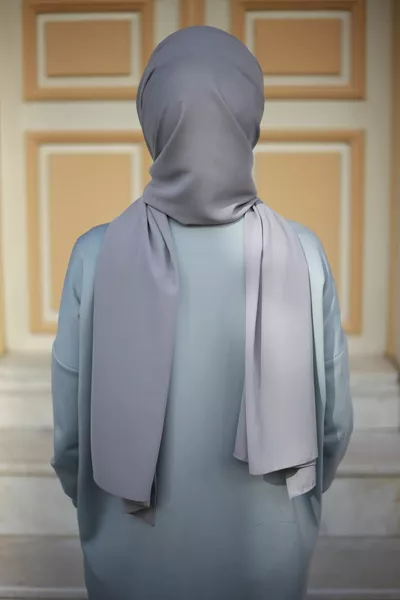 Hijab Medina Soie Argent Gris Châle