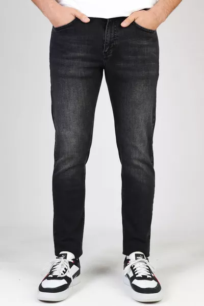 Herren Schleifen Schwarz Slim Fit Dehnbar Lycra Denim Jeans Jeans 