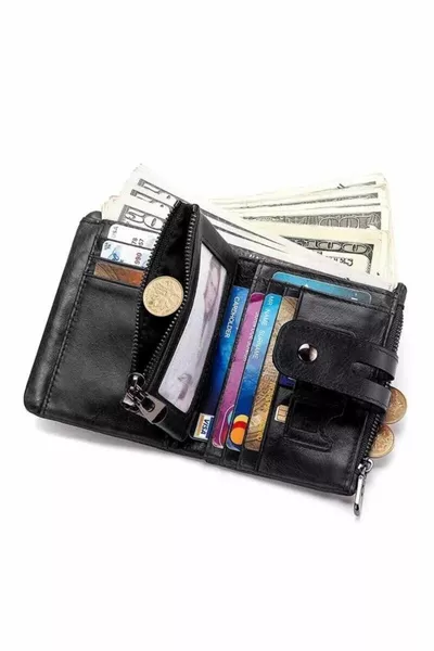 محفظة جلدية مائة بالمائة جلد طبيعي RFID محمي