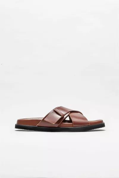 Kaffee Leder Herren Hausschuhe