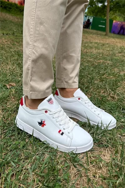 Unisex Sneakers Günlük Spor Ayakkabı Beyaz - Kırmızı