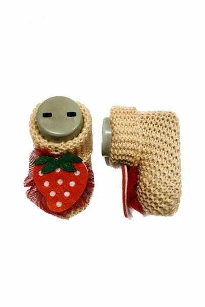 Baby Mädchen Bunte Filz Erdbeere Detail Gestrickte Stiefeletten Socken  Monate