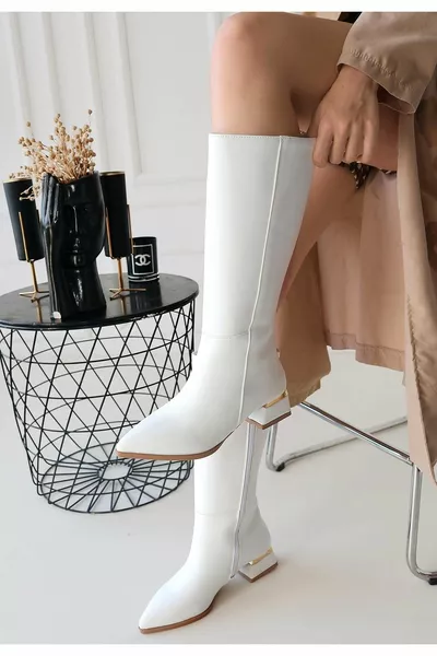 Bottes à talons Minya White Skin