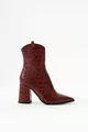Women's Genuine Leather Croco Boots Burgundy