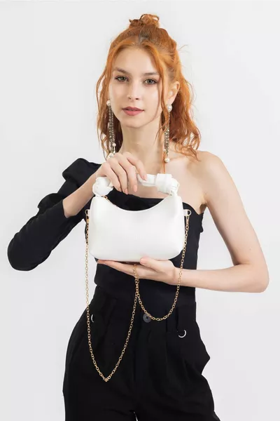 Женский белый мягкий кожаный узел с детальной ручкой цепочка ремешок мини ручная сумка на плечо