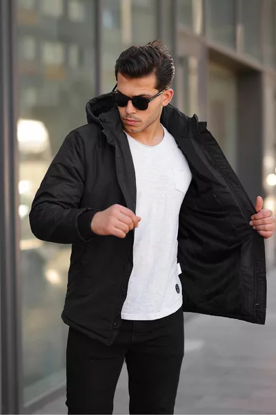 Cappotti impermeabili foderati in pelliccia e cappotti e parka nero 