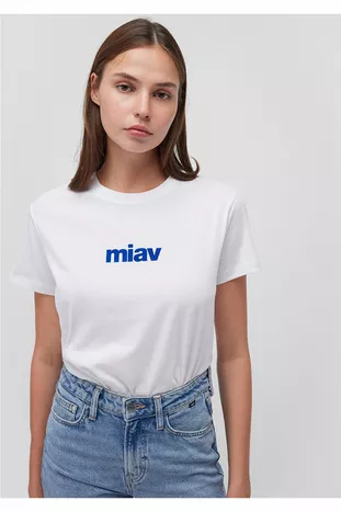 Miav Белая футболка с принтом Обычный крой / Нормальный крой 