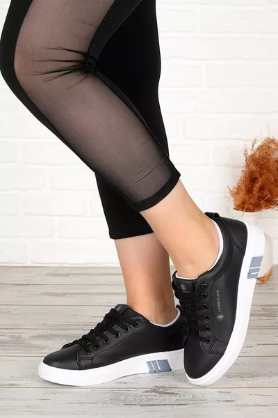 Tinna 2pr العظام أسود / أبيض شقة وحيد المرأة عارضة حذاء رياضي