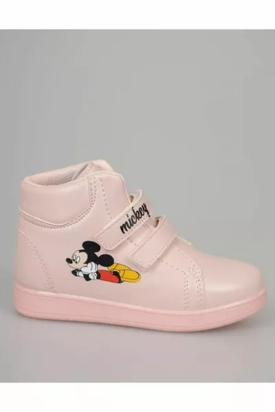 Çocuk Spor Bot Pudra Cırtlı Bot Çocuk Bootie Enözgür Miki Pembe Bot