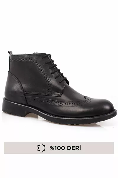 Класически кожени ботуши с цип от естествена кожа