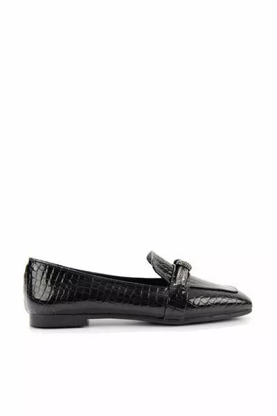 Schwarze Croco Ballerinas für Damen 