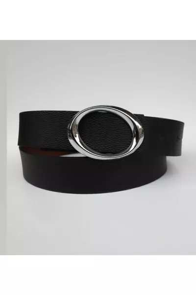 حزام مشبك بيضاوي أسود للسيدات