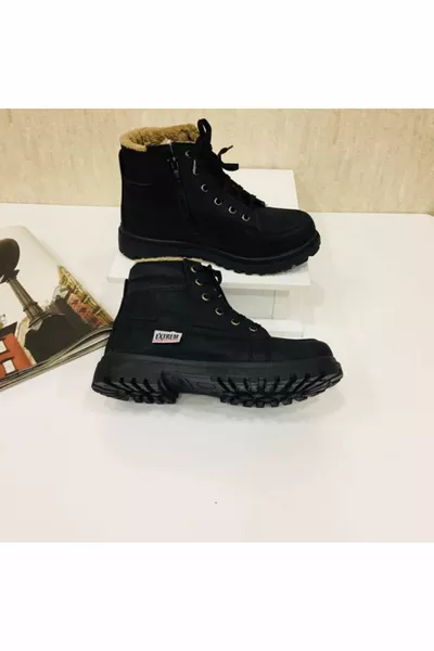 Yavuz Schoenen Wollen Voering Zwarte Heren Laarzen Met Rits