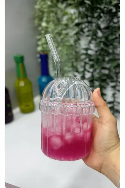 1 قطعة أكواب بينتيريست مقاومة للحرارة من ميكا بلاستيك مع أغطية بيضاوية | فنجان القهوة والتقديم |  مل