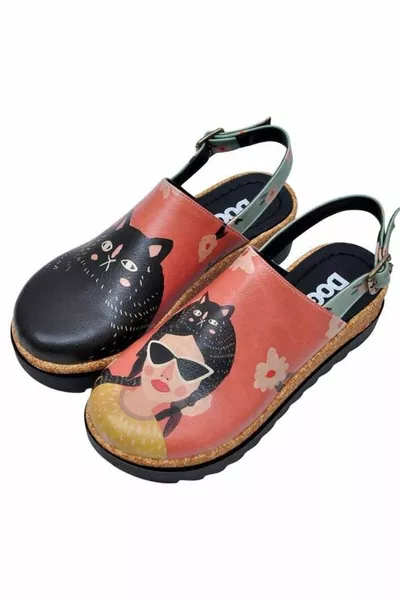 Damen Sandalen Aus Veganem Leder Rosa Mit Dicker Sohle - Cat Hat Tasarım