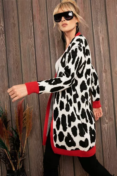 Кардиган с леопардовым принтом кораллового цвета