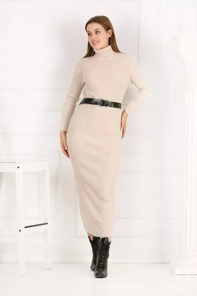 Moda Maçka Park gebreide jurk met rolkraag voor dames