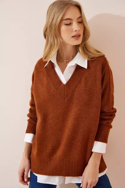 المرأة بلاط الخامس الرقبة سترة متماسكة كبيرة الحجم 