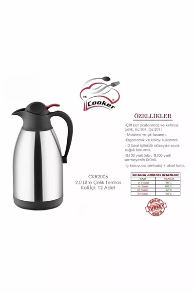 Doppelstöckige Stahl-Thermoskanne 2 Lt