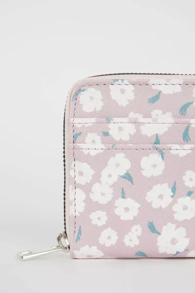 محفظة نسائية من الجلد الصناعي منقوشة بالزهور axns