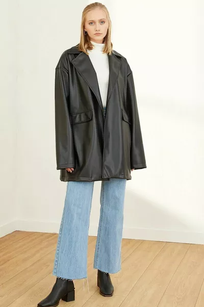 Blouson en cuir noir