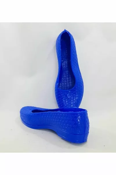 أحذية نايلون بلاستيكية زرقاء مسطحة